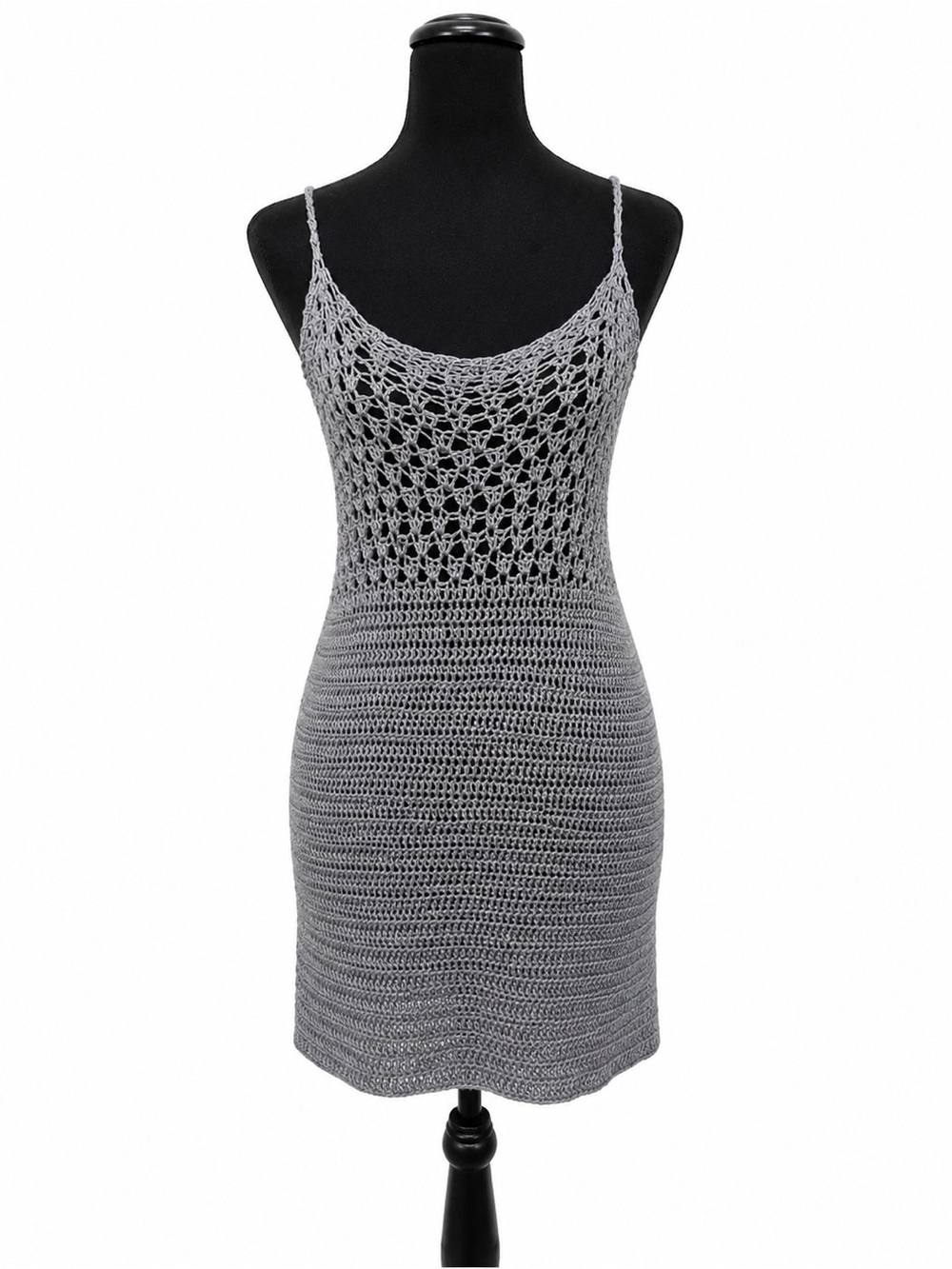 Gray Crochet Knit Slip Dress